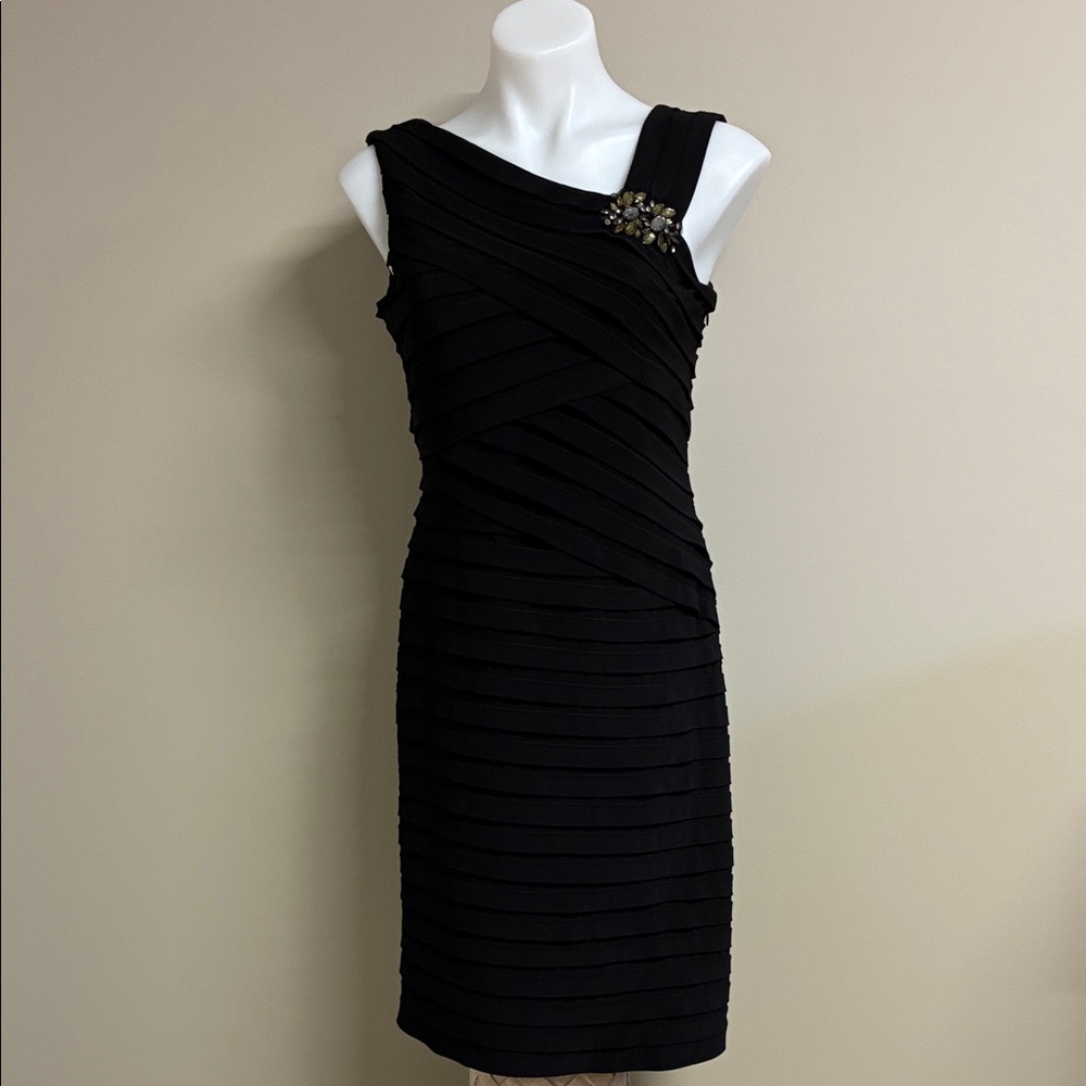 Scarlett Nite Black One Shoulder Dress with Embellishment; Asymmetrical; Size:10